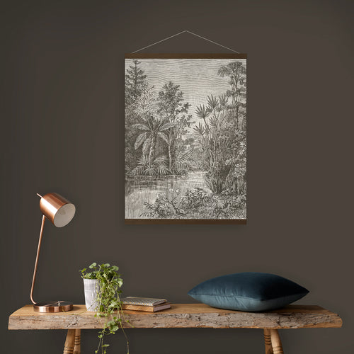 Art for the Home Hangende Poster Linnen - Jungle Landschap Sepia - 80x60cm - vtwonen shop