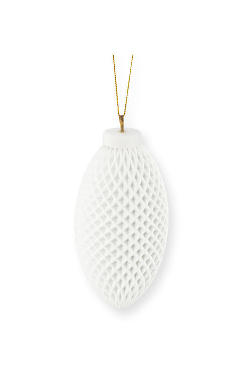 vtwonen Kerstbal Wafel- Porselein - 6.5x14cm - Set van 4 - vtwonen shop