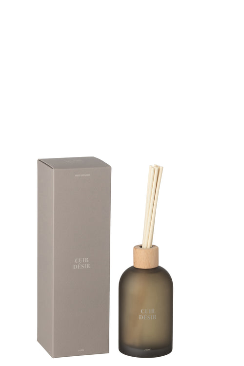 J-Line geurolie + stokjes Accords Essentiels - Cuir Desir - 250 ml - vtwonen shop