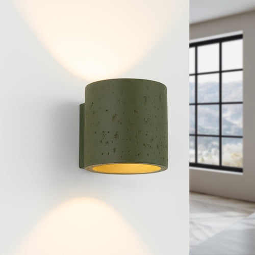Sollux Lighting Wandlamp ORBIS beton olijfgroen - 10x12x10cm