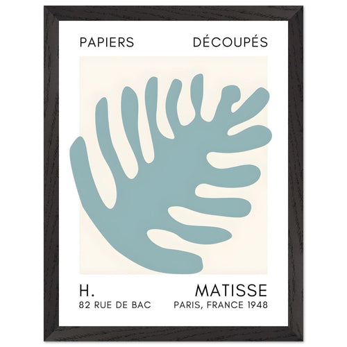 Artfulprints Poster met Lijst Matisse – Coral bloom turquoise   - 30x40 cm - Turquoise