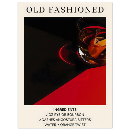 Artfulprints  Old Fashioned cocktail - Ingrediënten   poster 30x40 cm - vtwonen shop