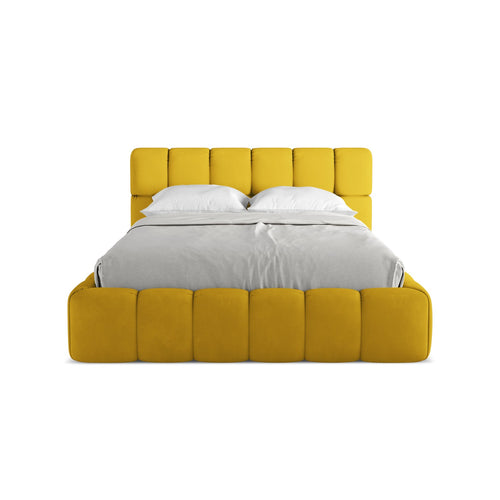LaMiaSofa Bed met opbergruimte Roma - chenille stof - mosterd - 160x228x82