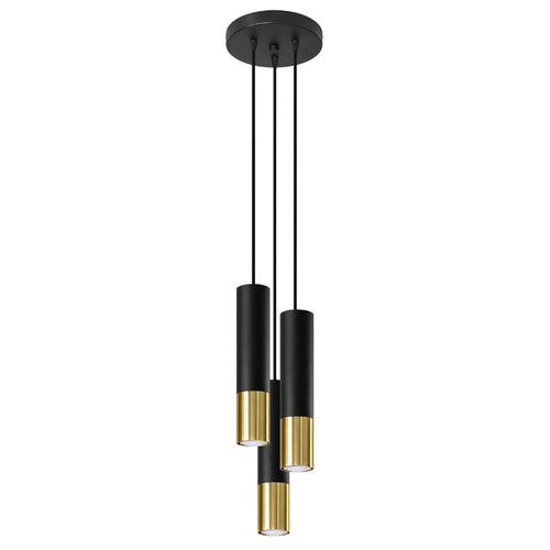 Sollux Lighting Hanglamp LOOPEZ 3P zwart/goud - 20x20x90cm
