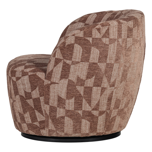WOOOD draaifauteuil Serra - Grafisch Patroon - Oudroze - 68x70x77