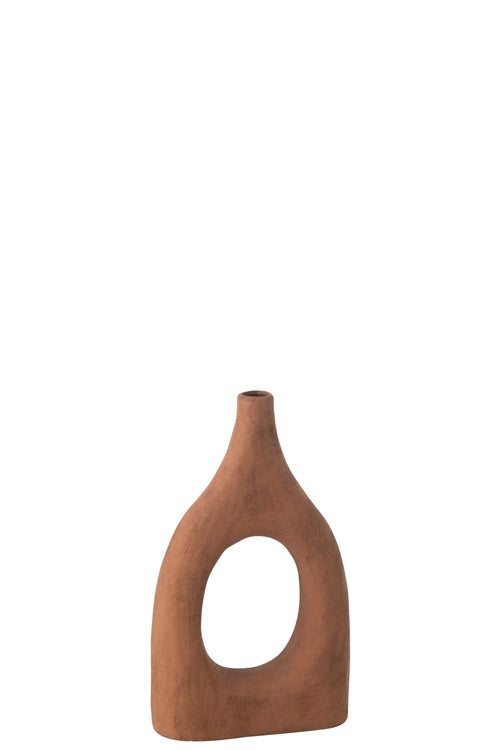 J-Line vaas Ubi - keramiek - bruin - small