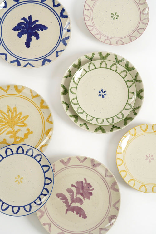 Mica Decorations Clayton Ontbijtbord - Set van 4 - H3 x Ø21 - Steengoed - Groen, Blauw, Geel, Lila - vtwonen shop