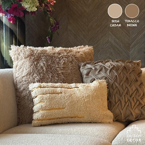 MIRA - sierkussen 45x45 cm - 3D-vlechtpatroon - Irish Cream - beige