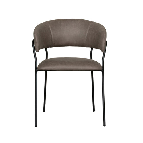 LABEL51 Eetkamerstoel Luuk - Taupe/Zwart Suède - Set van 4