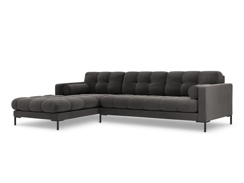 Cosmopolitan Design linker hoekbank Bali 5-zits, flueel, donkergrijs - 185x293x75cm