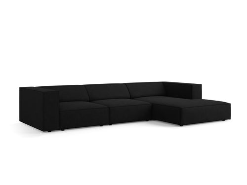 Cosmopolitan Design rechter hoekbank Arendal 4-zits, chenille met ribbeleffect, zwart - 166x284x70cm