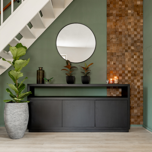 Giga Meubel Dressoir Luxurious - Zwart Mangohout - 180x40x85cm - vtwonen shop