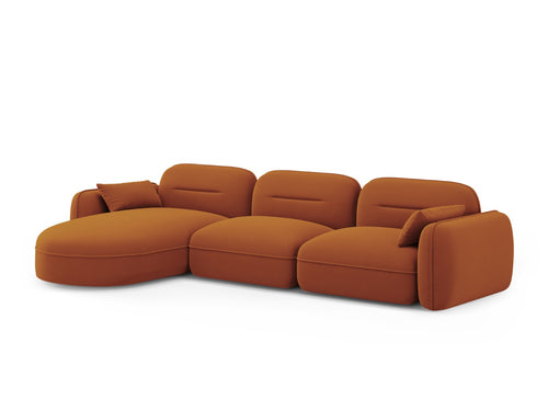Cosmopolitan Design Modulaire hoekbank links Sydney 4-zits, flueel, terracotta - 165x320x70cm