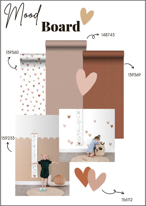 ESTAhome muursticker hartjes terracotta, roze en beige - 33 x 47.5 cm - 156117