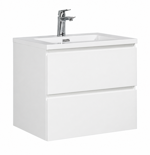 Badplaats Badkamermeubel Set Angela 60 cm – Wit Hoogglans – Badmeubel met Wastafel