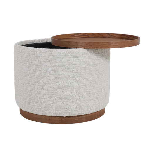 DÉJA Living Salontafel Marcia - Rond Beige/Walnoot - Incl. Opbergruimte - Ø55cm