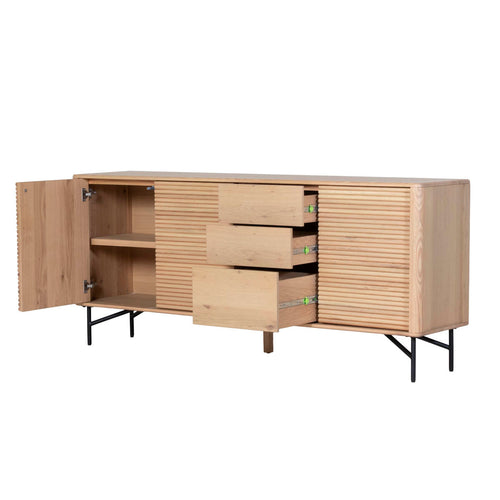 DÉJA Living Dressoir Inès - Eikenhout/Metaal - Naturel - 200x45x86cm - vtwonen shop