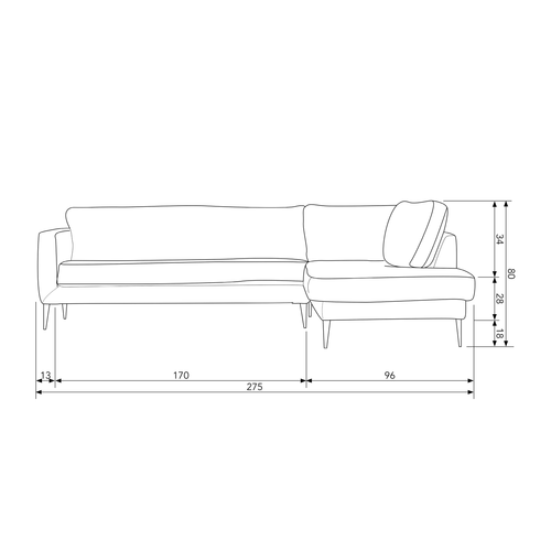 vtwonen hoekbank rechts Crew - Suede - Donker grijs - 80x275x90/215 - vtwonen shop