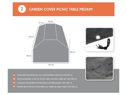 MaximaVida picknicktafel beschermhoes London 150 cm - 180 cm zwart - zware uitvoering - vtwonen shop