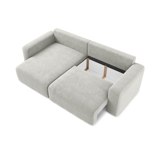 LaMiaSofa hoekbank links Ostia - chenille stof - lichtgrijs - 244x149x79