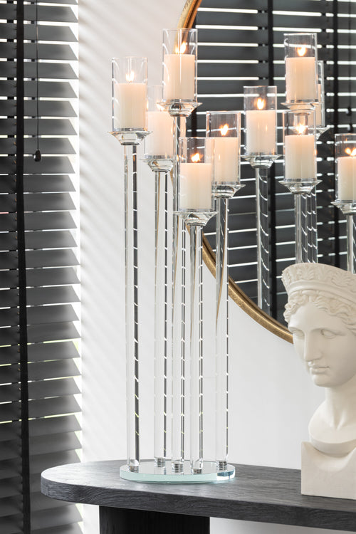 J-Line kaarshouder 5 groot - glas -  transparant