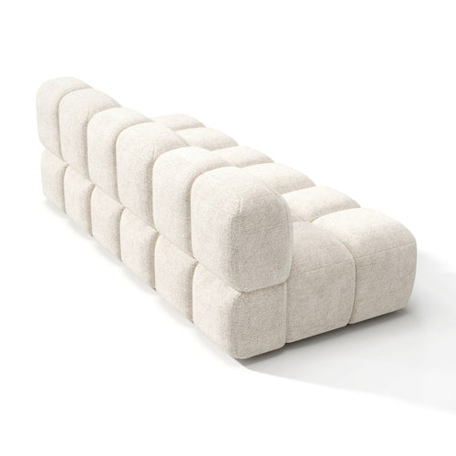 Sia Home - Modulaire bank NUBI - Fluweel met structuur - Crème - 570cm