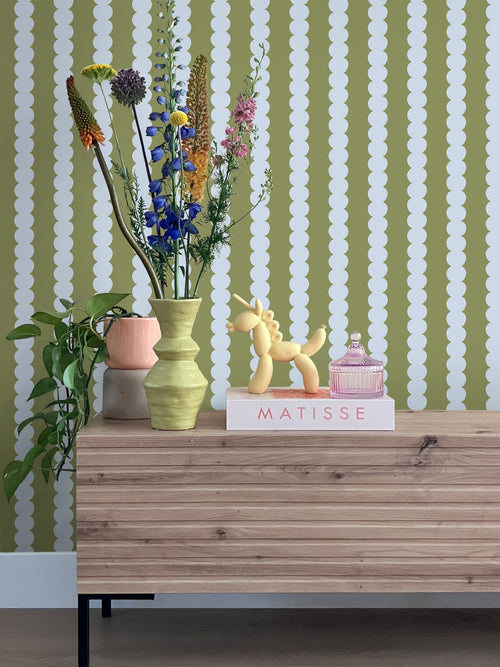 ESTAhome behang grafische print blauw en groen - 0.53 x 10.05 m - 131747