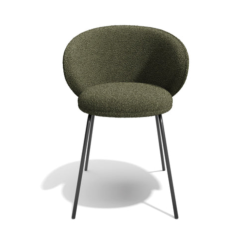 Sia Home - Eetkamerstoel LUNA - Bouclette stof - Kaki groen - 53.5cm - vtwonen shop