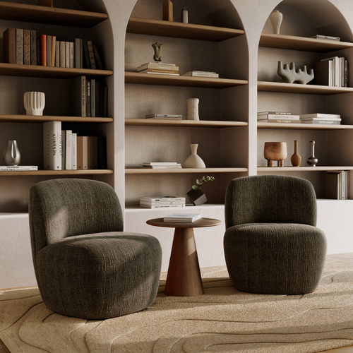 Premium Interiors - Draaistoel COMI - geweven fluweel espresso-bruin 65cm