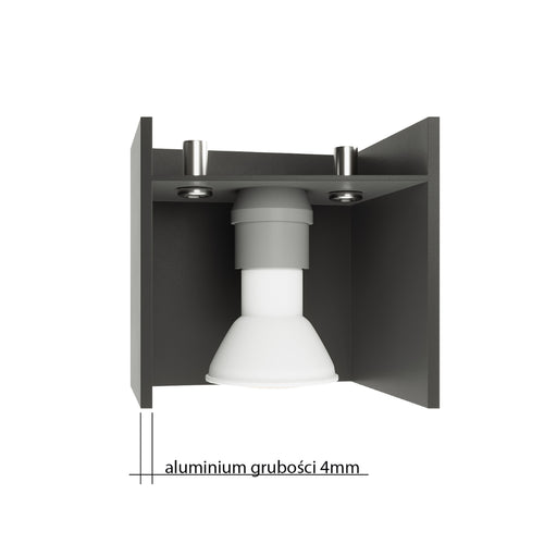 Sollux Lighting Plafondlamp QUAD 2 grijs - 26x11x12cm