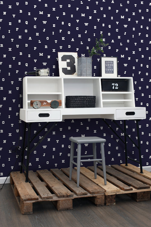 ESTAhome behang alfabet blauw - 53 cm x 10.05 m - 137327