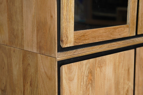 StarFurn Vitrinekast RichWood - Naturel Hout - 160x45x200cm