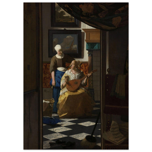 Artfulprints Poster Johannes Vermeer - De liefdesbrief   - 50x70 cm - Bruin