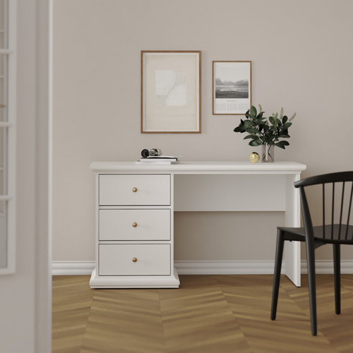 CALICOSY - Bureau met 3 lades SOFIA - Wit - 73,9x130x61,6 cm