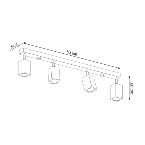 Sollux Lighting Plafondlamp KEKE 4 eik - 80x5x20cm