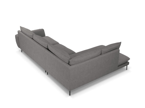 Cosmopolitan Design linker hoekbank Vienna 6-zits, structurele stof, donkergrijs - 185x275x95cm