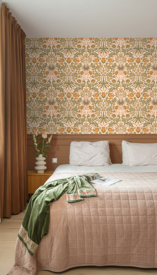ESTAhome behang vintage bloemen in art nouveau stijl oranje 50 x 900 cm 131175