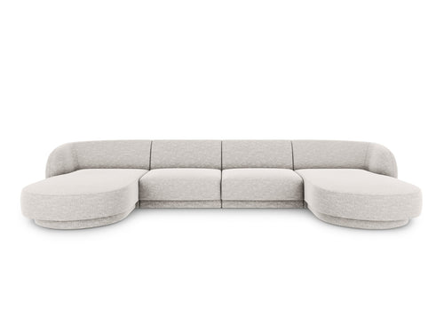 Micadoni Panoramische bank Miley 5-zits, structurele stof geld - 156x330x70cm