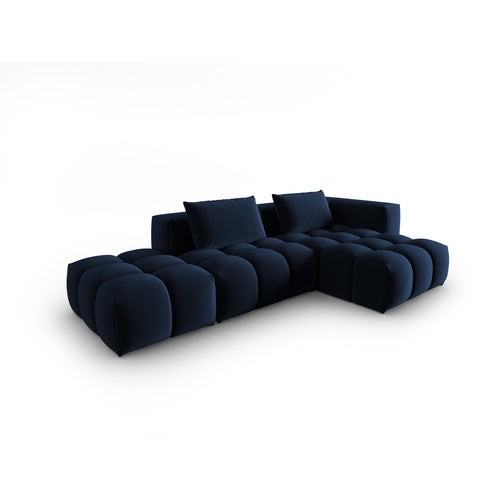 Cosmopolitan Design - Modulaire hoekbank rechts Verona 4-zits, flueel koningsblauw - 145x265x70cm