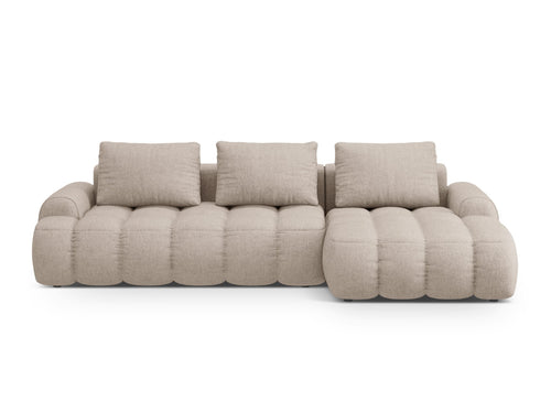 Cosmopolitan Design Converteerbare hoekbank rechts met opbergdoos Linz 3-zits, structurele stof zand - 142x275x84cm