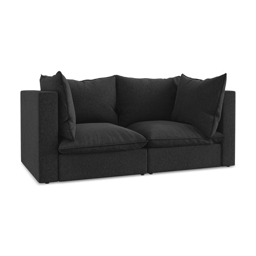 LaMiaSofa Tweezits modulaire bank Ravenna - velours - zwart - 180x90x77