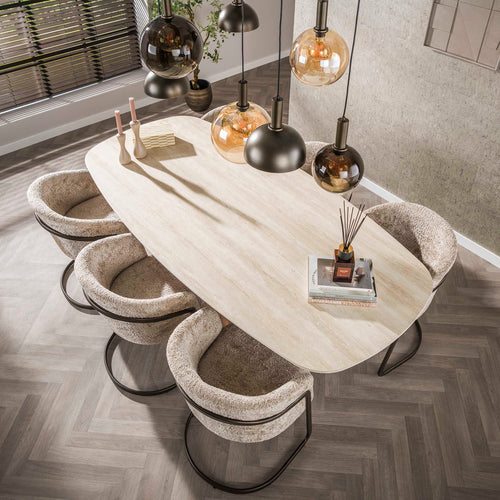 Giga Living Eettafel Romano - Deens Ovaal Travertin Keramiek - 215cm