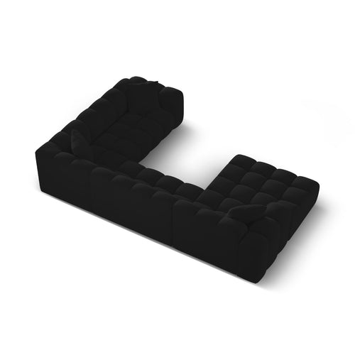 Cosmopolitan Design - Panoramische hoekbank rechts Treno 4-zits, flueel zwart - 240x330x70cm