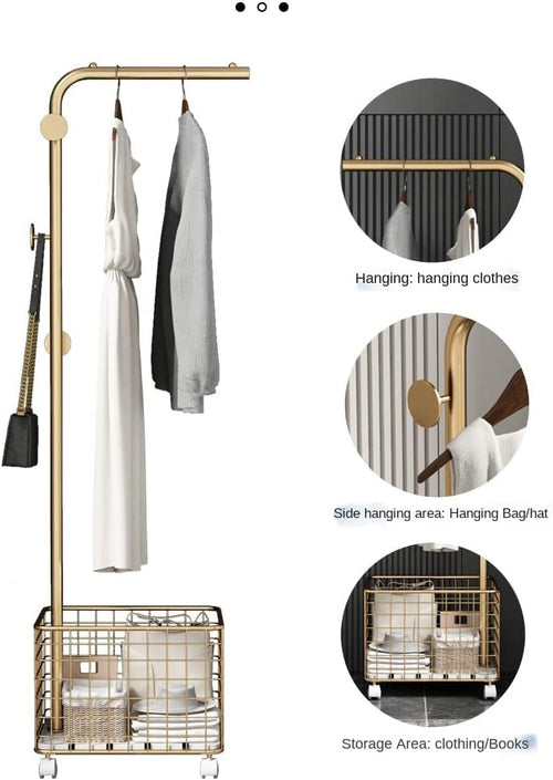 Furnilux Metalen Kapstok met Opbergmand - 45x32x175cm