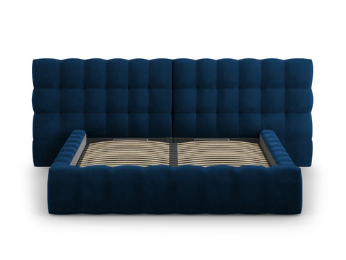 Cosmopolitan Design Opbergbed met dubbel hoofdbord Bali 160x200cm, flueel, koningsblauw - 230x250x100cm
