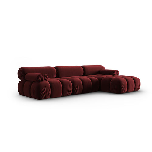Cosmopolitan Design - Modulaire hoekbank rechts Cortina 4-zits, flueel rood - 155x282x70cm