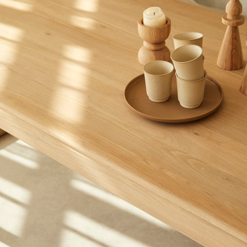 Tikamoon Uitschuifbare tafel van massief eikenhout 6-12 personen. - Naturel