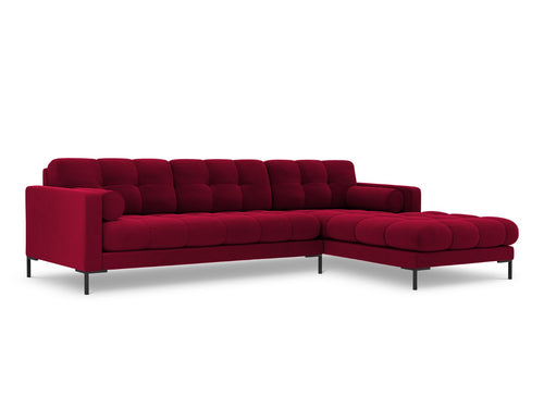 Cosmopolitan Design rechter hoekbank Bali 5-zits, flueel, rood - 185x293x75cm