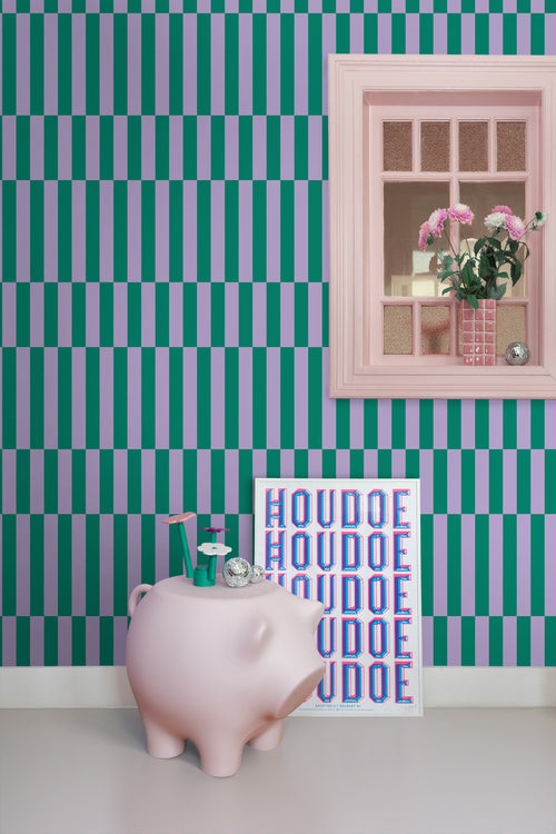 ESTAhome behang strepen paars en groen - 50 x 900 cm - 131426 - vtwonen shop