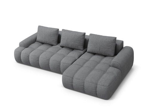 Cosmopolitan Design Converteerbare hoekbank rechts met opbergdoos Linz 3-zits, structurele stof grijs - 142x275x84cm